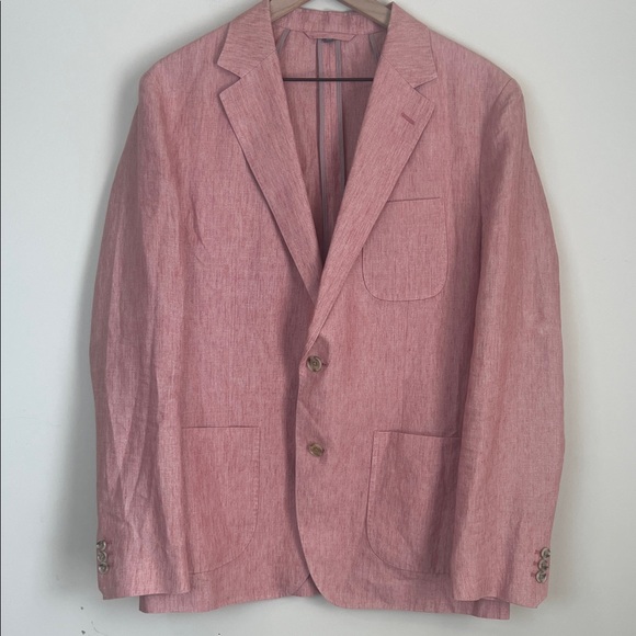 Bonobos Blazer Mens 40R 100% Linen Red Pink Slim Fit Sport Coat - Picture 1 of 10